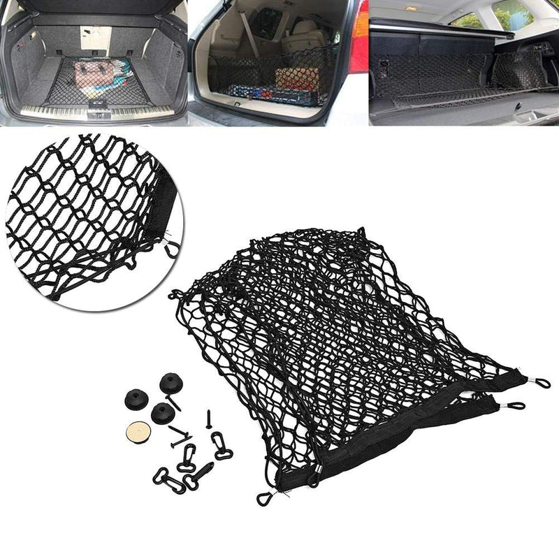  [AUSTRALIA] - Akozon Cargo Net Fit for Car Trunk General Luggage Storage Hook Bag Nylon Plastic Black 100x40cm