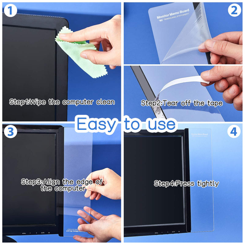 4 Pieces Computer Monitor Message Board Screen Memo Board Monitor Sticky Note Holder Message Memo Panel for Monitors Screen Cabinets, Left and Right - LeoForward Australia