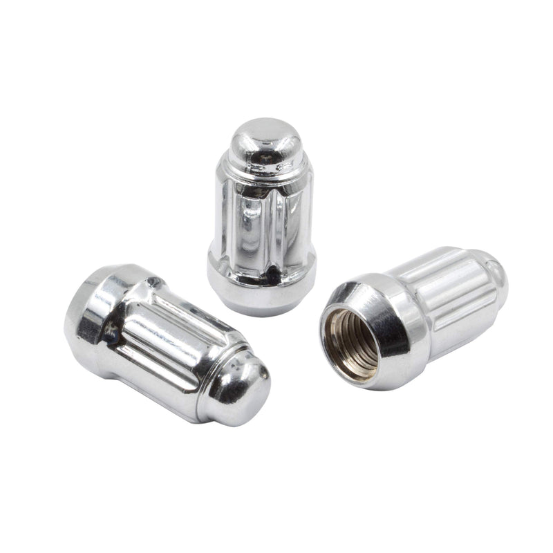 Wheel Accessories Parts Set of 20 1.38" Long Car Lug Nut Closed End Bulge Acorn Spline Lug Nuts Cone Seat Locking with Key (M12 x 1.50, Chrome) M12 x 1.50 - LeoForward Australia