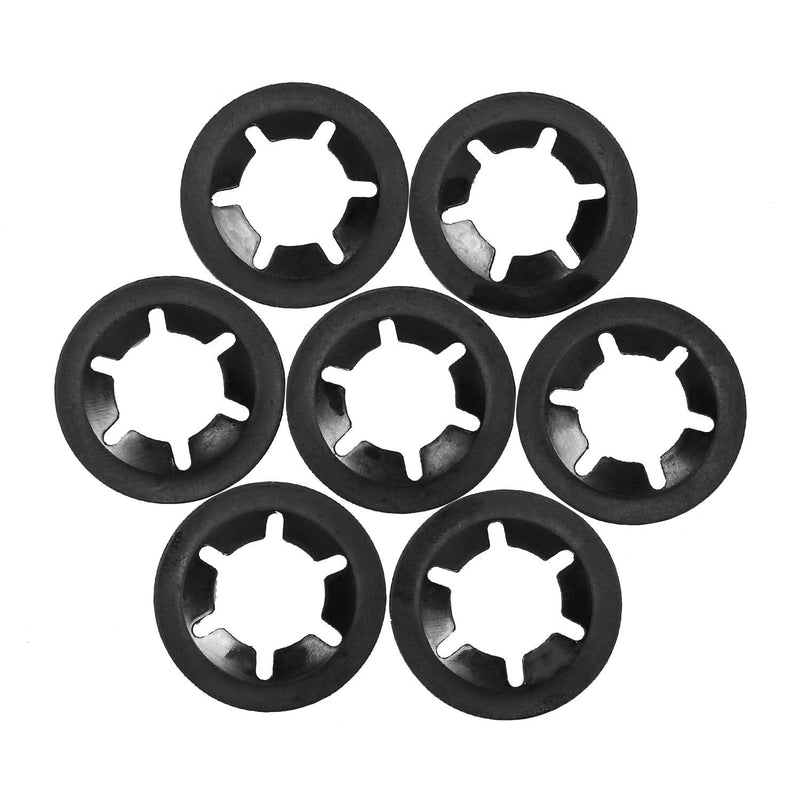  [AUSTRALIA] - HanTof 7 Sizes 320PCS Internal Tooth Starlock Washers,Quick Speed Locking Washers, Push On Retainers Clips,Push On Nut Fasteners Assortment Kit for Shaft and Stud,65Mn Spring Steel,Black Oxide Finish
