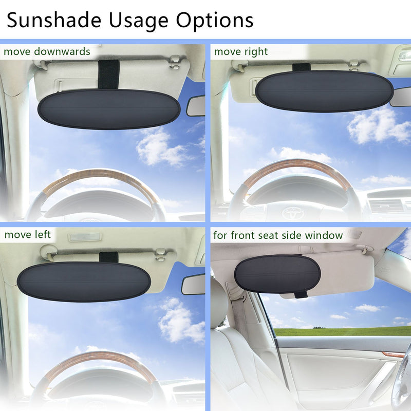  [AUSTRALIA] - WANPOOL Anti-Glare Car Visor Sunshade Extender for Drivers or Front Seat Passengers, 1 Piece (Silver)