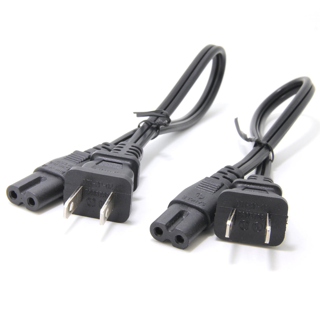  [AUSTRALIA] - Camera Battery Chargers Cable, Ancable 2-Pack 1ft Figure 8 18AWG Short Power Cable Compatible with Canon, Nikon, Fuji, Sony, Sony etc. 1ft-2pcs