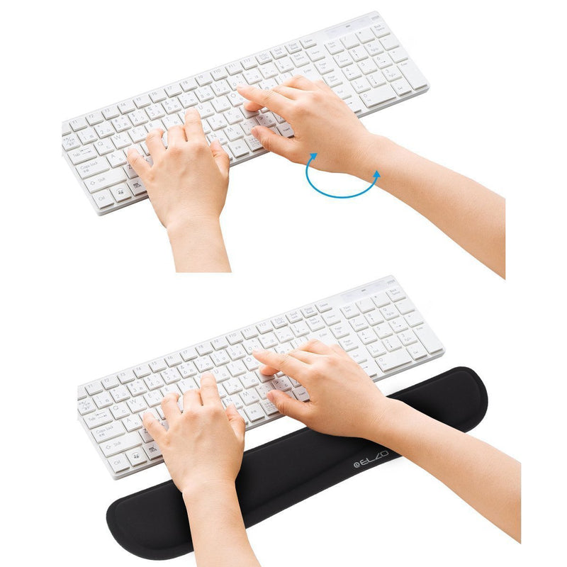 ELZO Wrist Rest Support for Keyboard & Mouse Pad Combo with Comfortable Memory Foam Padding, Nonsilp Rubber Base and Ergonomic Design for PC Computer Laptop Mac (2 Pack) 2 × for Keyboard and Mouse Black - LeoForward Australia