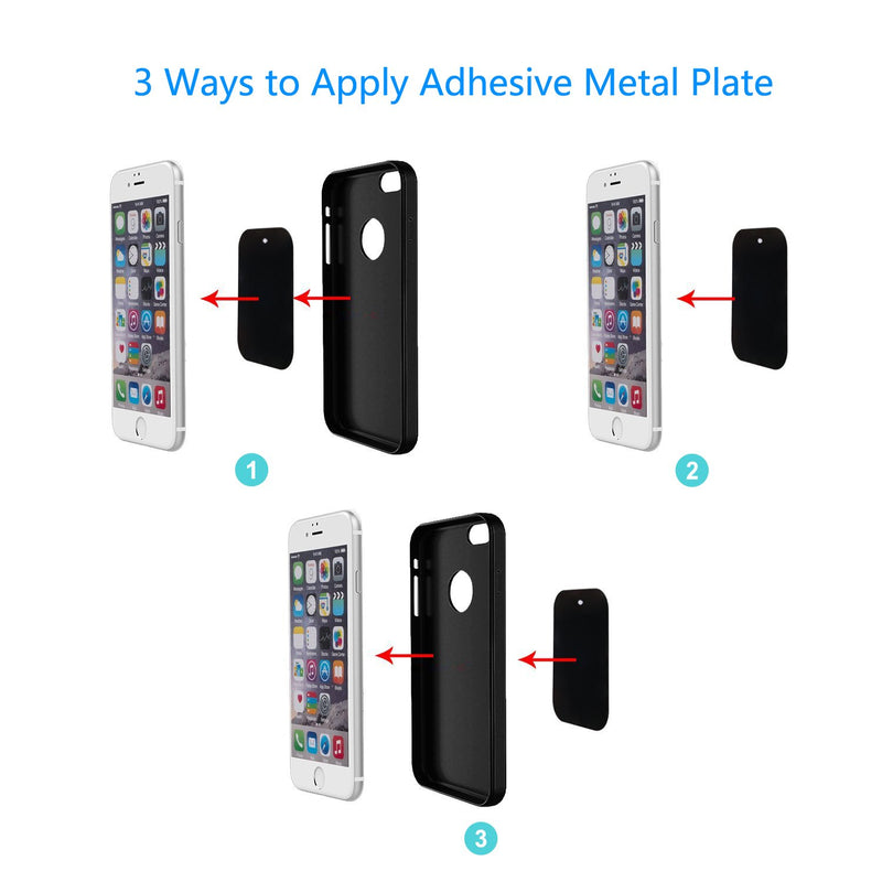 Universal Metal Plate 8 Pack for Magnetic Phone Car Mount Holder Cradle with Adhesive (Compatible with Magnetic Mounts) - 4 Rectangle and 4 Round, Black - LeoForward Australia