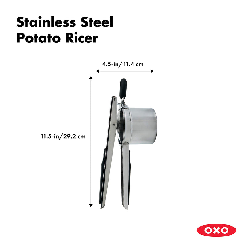 OXO Good Grips Stainless Steel Potato Ricer Silver, Non-Adjustable - LeoForward Australia
