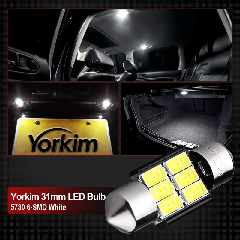 Yorkim DE3022 led bulb Super Bright DE3175 Festoon LED Bulbs White, Error Free Canbus 6-SMD 5730 Chipsets, DE3021 LED Interior Car Lights 31mm LED Bulbs for dome map light - Pack of 4 - LeoForward Australia