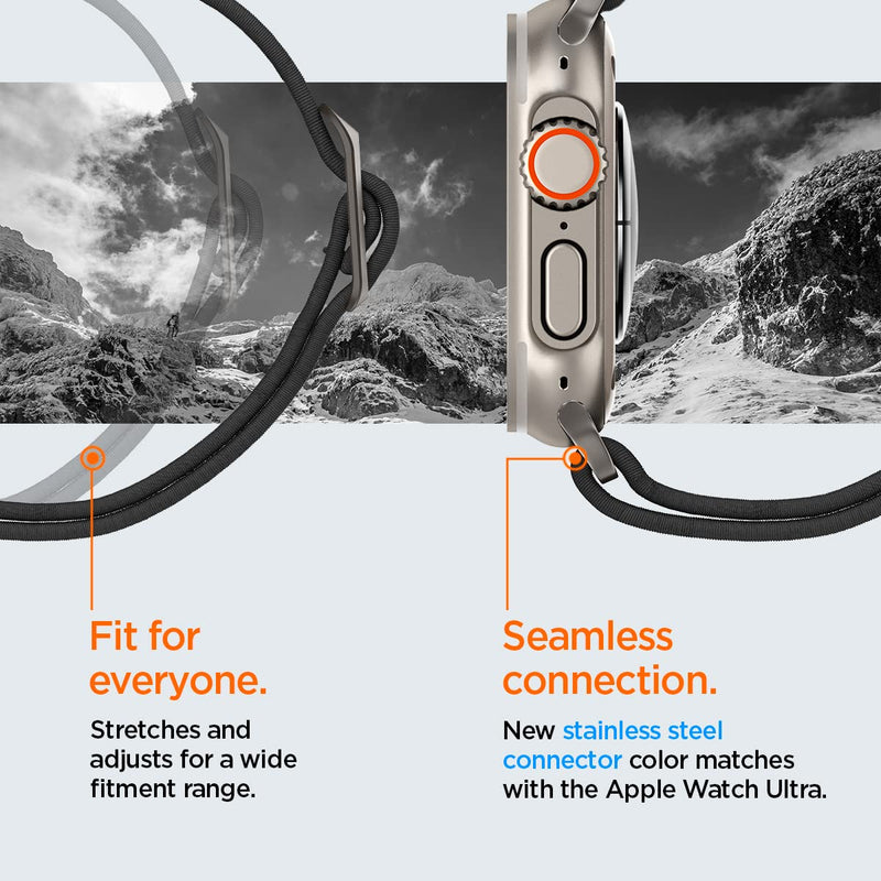  [AUSTRALIA] - Spigen Lite Fit Ultra Band Designed for Apple Watch Band for Apple Watch Ultra (49mm), Series 8/7 (45mm), Series SE2/6/SE/5/4 (44mm) and Series 3/2/1 (42mm) Nylon Solo Loop Black