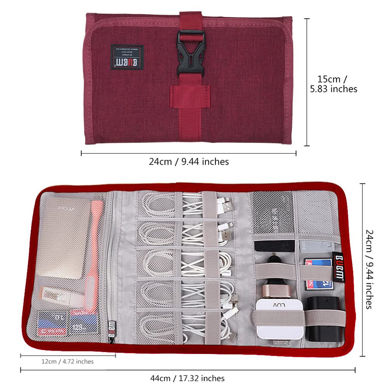  [AUSTRALIA] - Travel Organizer, BUBM Cable Bag/USB Drive Shuttle Case/ Electronics Accessory Organizer, Wine Red