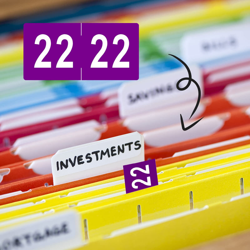 [AUSTRALIA] - 540 Pieces 2022 Year Stickers Colored Year Labels Self Adhesive File Folder Labels 22 Year Stickers Adhesive File Tabs for Office (Purple) Purple