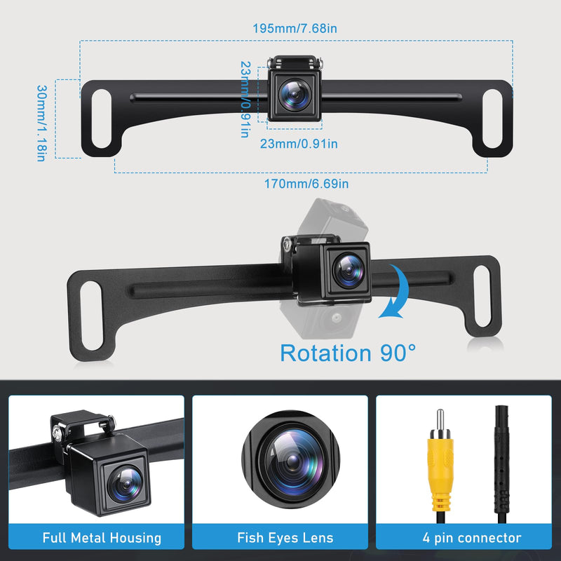  [AUSTRALIA] - GLK Backup Camera HD Rear View License Plate Backup Camera Reverse Camera for 12V Pickup Truck Car SUV,with Night Vision Wide Angle IP69K Waterproof, Full Metal Housing