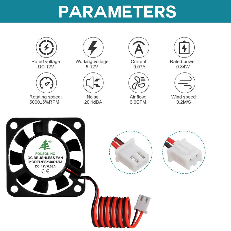  [AUSTRALIA] - 6PCS 3D Printer Fan 12V 0.08A DC Mini Quiet Cooling Fan 40X40X10mm with 28cm Cable for 3D Printer, DVR, and Other Small Appliances Series Repair Replacement