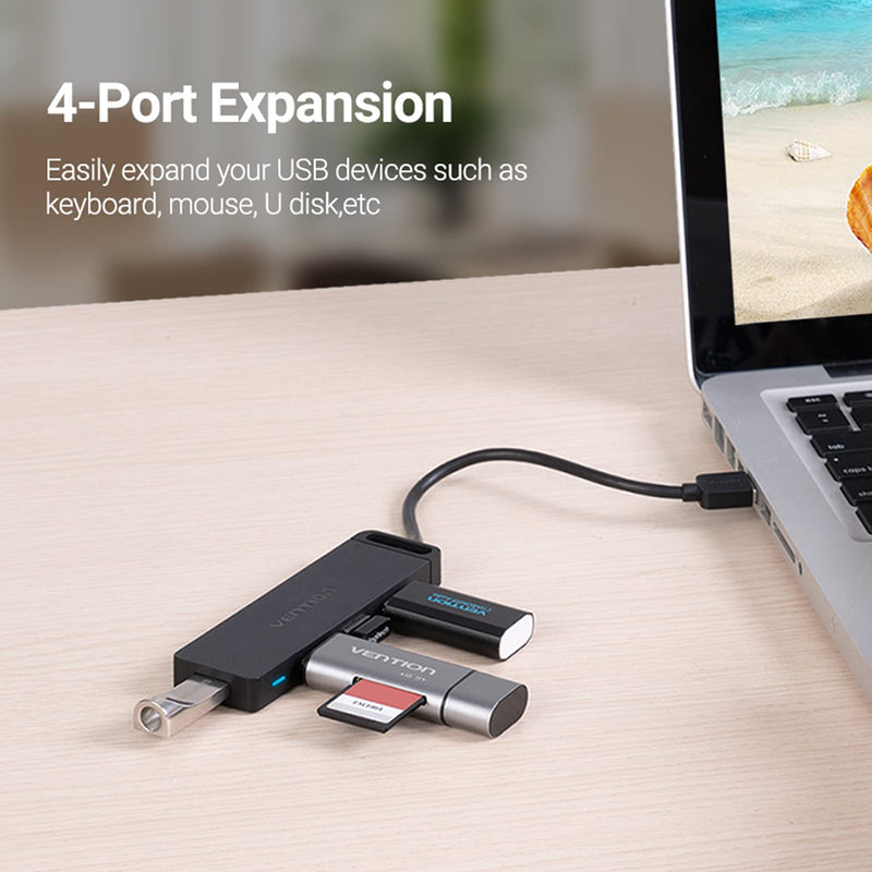 USB Hub, VENTION 4-Port USB 3.0 Hub Ultra-Slim Data USB Splitter [Charging Supported] Compatible with MacBook, Laptop, Surface Pro, PC, Flash Drive, Mobile HDD (0.5FT/0.15M) USB 3.0 HUB 0.5FT - LeoForward Australia