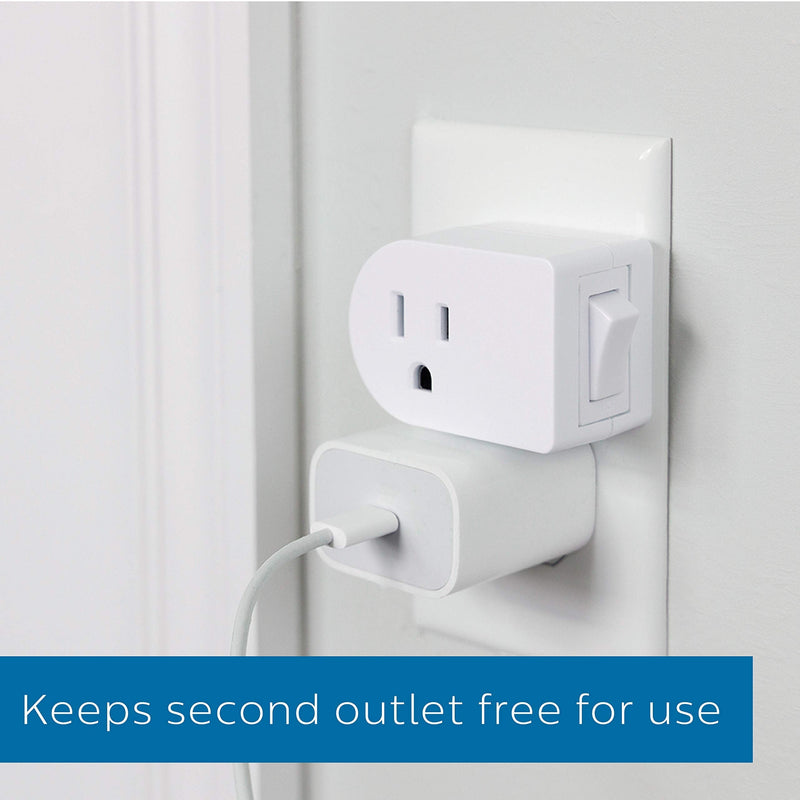  [AUSTRALIA] - Philips Accessories Philips Grounded Power, 3 Prong, Plug in Switch, Outlet Adapter, Easy to Install, for Indoor Lights and Small Appliances, Energy Saving, UL Listed, White, SPS1101WA/37 1 Outlet | On/Off Switch
