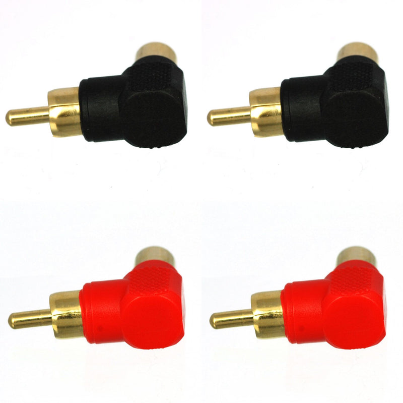 CESS Right Angle Connector RCA Male Plug to RCA Female 90 Degree Elbow (jcx) (4 Pack) - LeoForward Australia