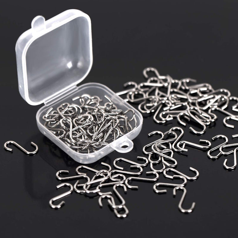 Senkary 100 Pieces 0.55 Inch Length Mini S Hooks Small S Hooks Connectors Metal S-Shaped Hangers for Crafts, Jewelry and Hanging (Silver) Silver - LeoForward Australia