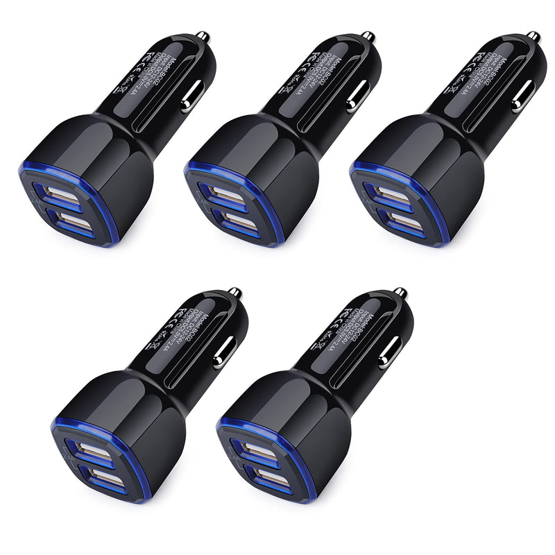  [AUSTRALIA] - Car Charger iPhone, 5Pack 2.4A 12V USB Adapter Car Cigarette Lighter USB Charger Car Plug for iPhone 14 13 12 11 Pro SE XR XS X 8 7 6 6S, Samsung Galaxy S22 S21 S20 S10 S9 S8 S7,Moto,Android,Kindle