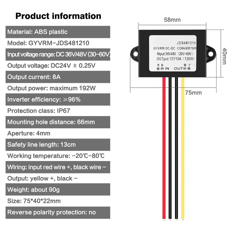  [AUSTRALIA] - DEWIN voltage converter, DC-DC converter 36V 48V to 12V 10A step-down module DC-DC power converter 12V 120W buck module voltage regulator