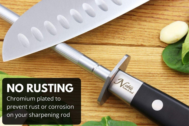  [AUSTRALIA] - Professional Knife Steel Magnetized for Safety. Our Honing Rod Has an Oval Handle for a Firm Grip and is Built For Daily Use, Perfect for Chefs and Home Cooks Alike! (10", 3 Dot) 10" 3 Pin