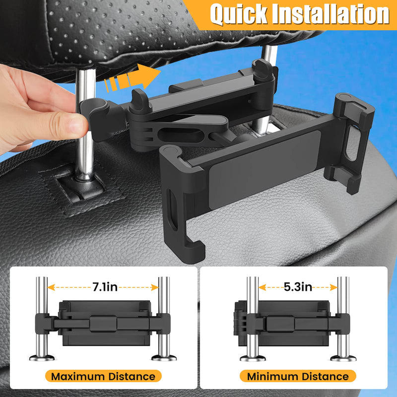  [AUSTRALIA] - najiaxiaowu Headrest Tablet Holder for Car,ipad Headrest Mount for Car Fits for 5.5-10.2 Inch Phones/Tablet/ipad Car Tablet Holder with 360° Rotating Adjustable Road Trip Essentials for Kids,Black