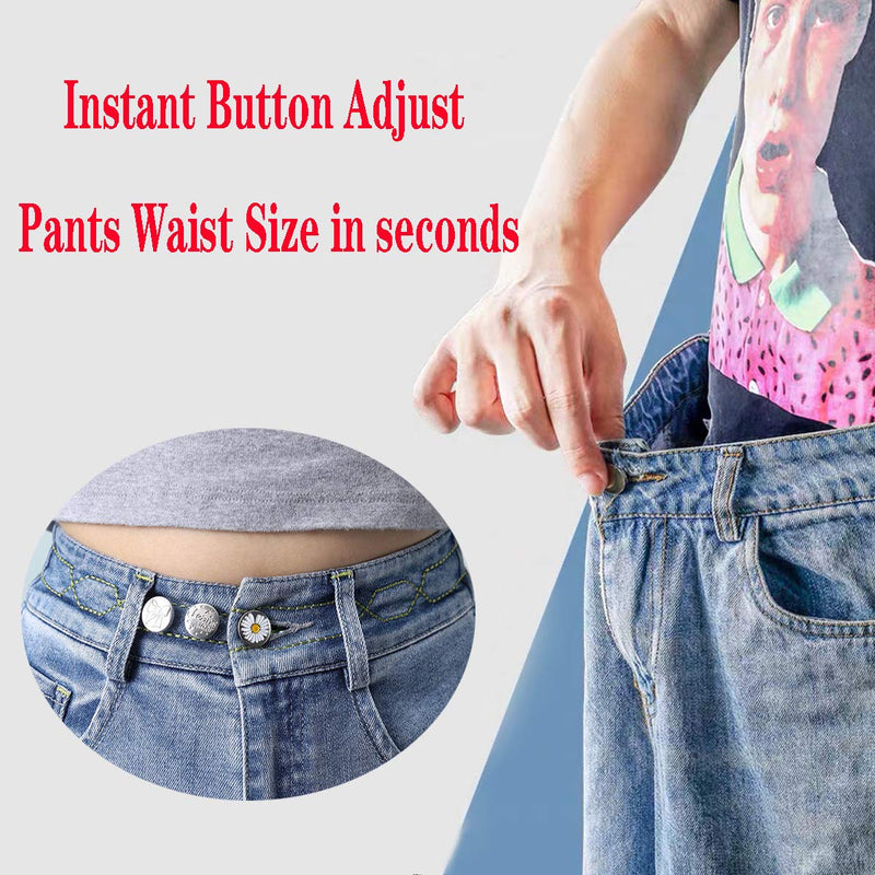 Adjustable Jeans Button Pins Instant, Zehhe 16 Sets Button Pins for Jeans No Sew Detachable Pants Waist Instant Button in Seconds DIY(17mm) - LeoForward Australia