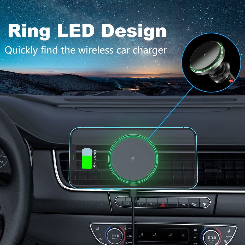  [AUSTRALIA] - Aryuop Magnetic Wireless Car Charger with Cooling System, Magnets Automatically Aligns The Phone, Compatible with car Mount Charger, Compatible with iPhone 13/12 Series Phones and Magnetic Cases