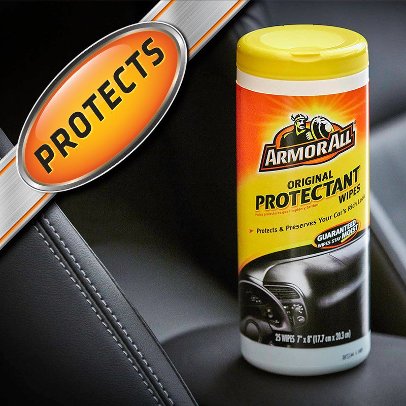  [AUSTRALIA] - Armor All Car Interior Cleaner Protectant Wipes - Cleaning for Cars & Truck & Motorcycle, 25 Count (Pack of 2), 10848