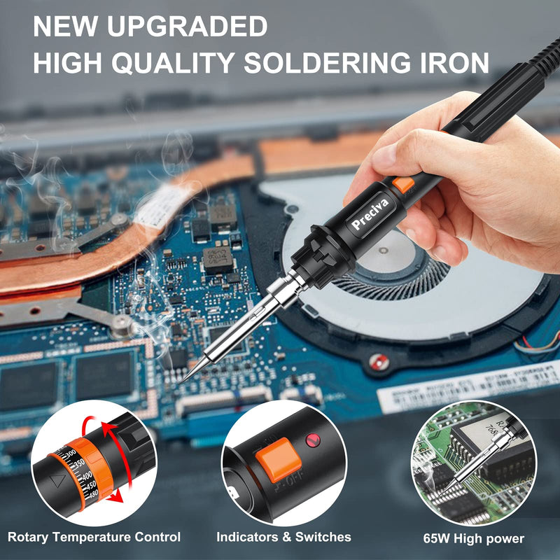 [AUSTRALIA] - Soldering iron set, Preciva soldering station with temperature adjustable 220-480°C soldering wire and 4 soldering tips Welding iron max. 135W Fast heating, heat-resistant handle, 4-wire heating for safety