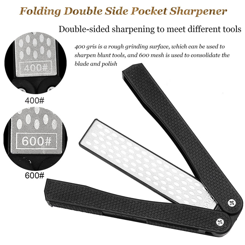  [AUSTRALIA] - Muye 2 Pcs Professional Folding Pocket Sharpener Kitchen Double Side Sharpener 400/600 Grit Portable Handheld Double Sided Sharpener Pocket Black&Orange