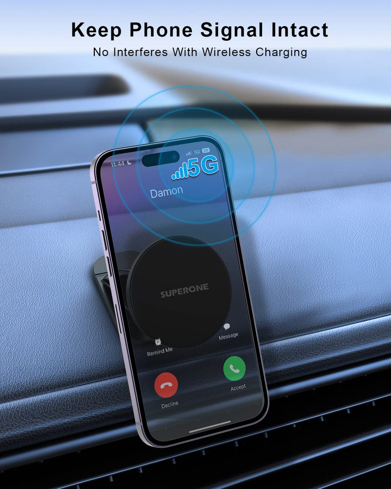  [AUSTRALIA] - SUPERONE for MagSafe Car Mount, Strong [Never Drop] Magnetic iPhone Holder for Car Dash, HandsFree 360° Rotation Phone Mount [Strongest 3M Adhesive] for iPhone 14 13 12 Pro Max MagSafe Case