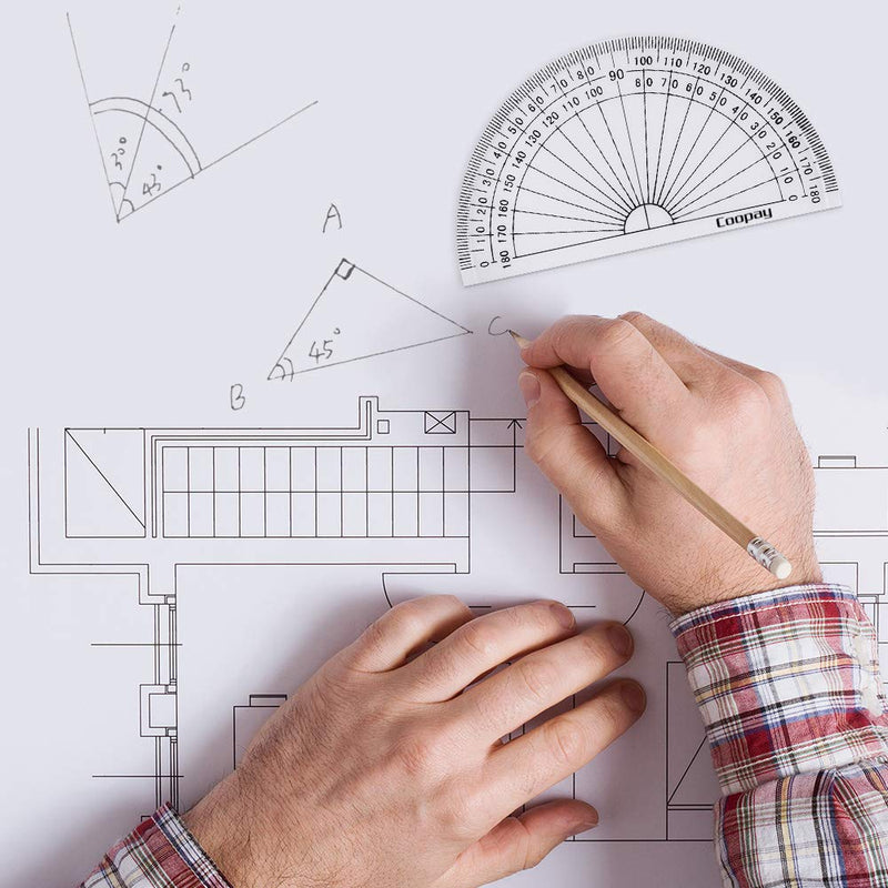 Coopay 24 Pack Plastic Protractors Clear Protractor Student Math Protractor Set 180 Degrees for Angle Measurement, 4 Inches - LeoForward Australia