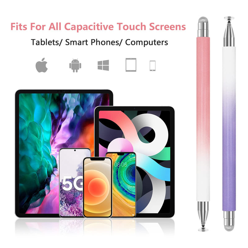  [AUSTRALIA] - Stylus Pen for iPad (2 Pcs), Universal Touch Screens Stylus Pens High Sensitivity Disc & Fiber Tip Pencils Compatible with Apple/iPhone/iPad/Android/Microsoft Tablets and All Capacitive Touch Screens Dream Pink/Dream Purple