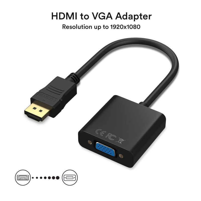  [AUSTRALIA] - HDMI to VGA 1080P, HDMI Male to VGA Female with Audio for Laptop,pc,Desktop,TVbox,Xbox ,PS3,PS4 etc ---Black