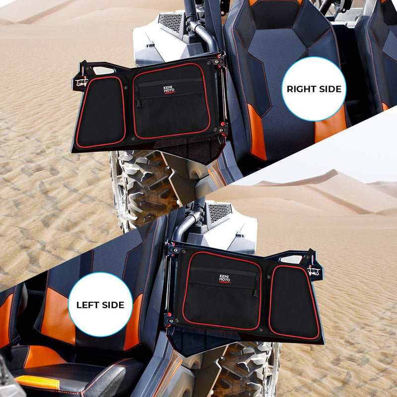  [AUSTRALIA] - Rear Door Bags for Polaris RZR, KEMIMOTO Wear Resistant 1680D Side Storage Bag Set with Red Piping and Knee Pad Compatible with 2014-2019 Polaris RZR 4 900, XP4 1000, 4 Door Turbo