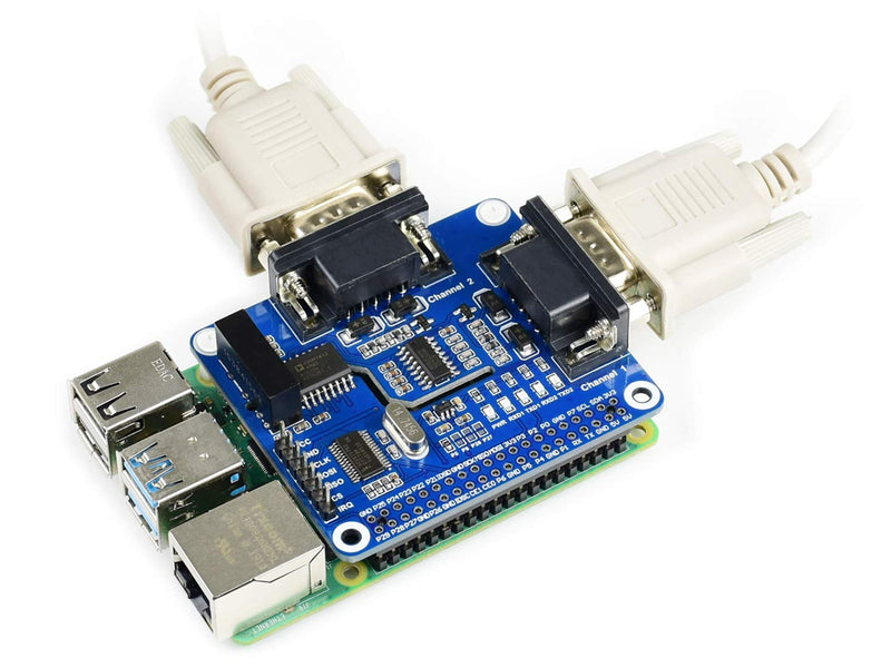  [AUSTRALIA] - 2-Channel Isolated RS232 Expansion HAT for Raspberry Pi 4B/3B+/3B/2B/B+/A+/Zero/Zero W, SC16IS752+SP3232 Dual Chip Convert SPI to RS232 Data Rate up to 921600bps Embed Multi Protection Circuits