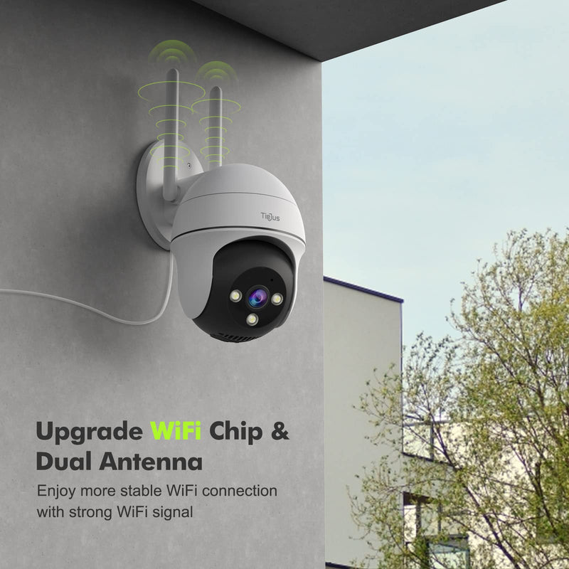  [AUSTRALIA] - 2K Security Camera Outdoor, TieJus by ZUMIMALL Outdoor Security Cameras with 360° PTZ, 2.4G WiFi Wired Home Video Surveillance/24/7/Color Night Vision/Spotlight/Siren/2 Way Talk/Compatible with Alexa