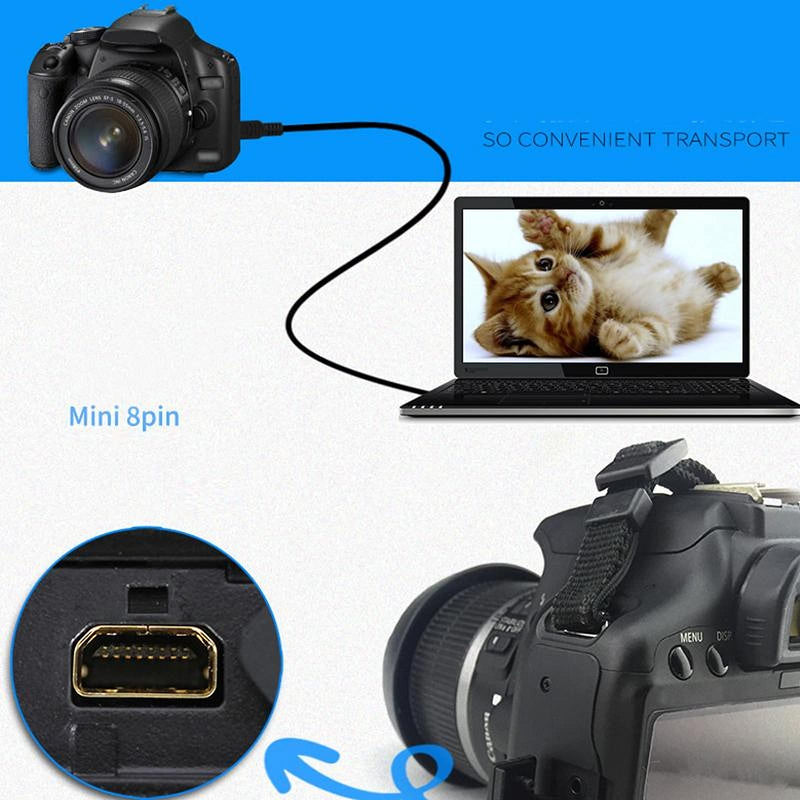  [AUSTRALIA] - Replacement UC-E6 Camera Mini 8Pin USB Data Cable with Video AV RCA Dual Multi-Function Compatible with Digital Camera SLR DSLR D3200 D3300 Coolpix L340 L32 A10 P520 P510 S9200 and More (0.8M)