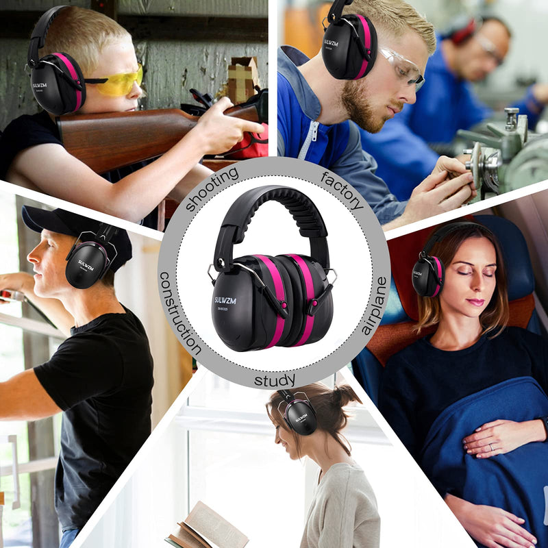  [AUSTRALIA] - SULWZM Hearing Protection Ear Muffs,NRR 28db Noise Cancelling for Shooting, Mowing, Construction,Rose Rose