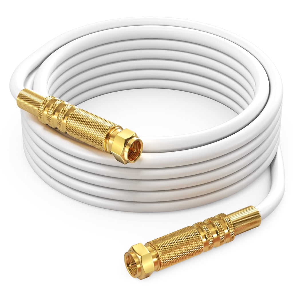 [AUSTRALIA] - RG6 COAXIAL Cable - Quad Shielded, [15ft / White] Non-Oxygen Copper Cable Wire for TV, Internet & More - Flexible Coax Cable Cord 15 Feet 1 Pack