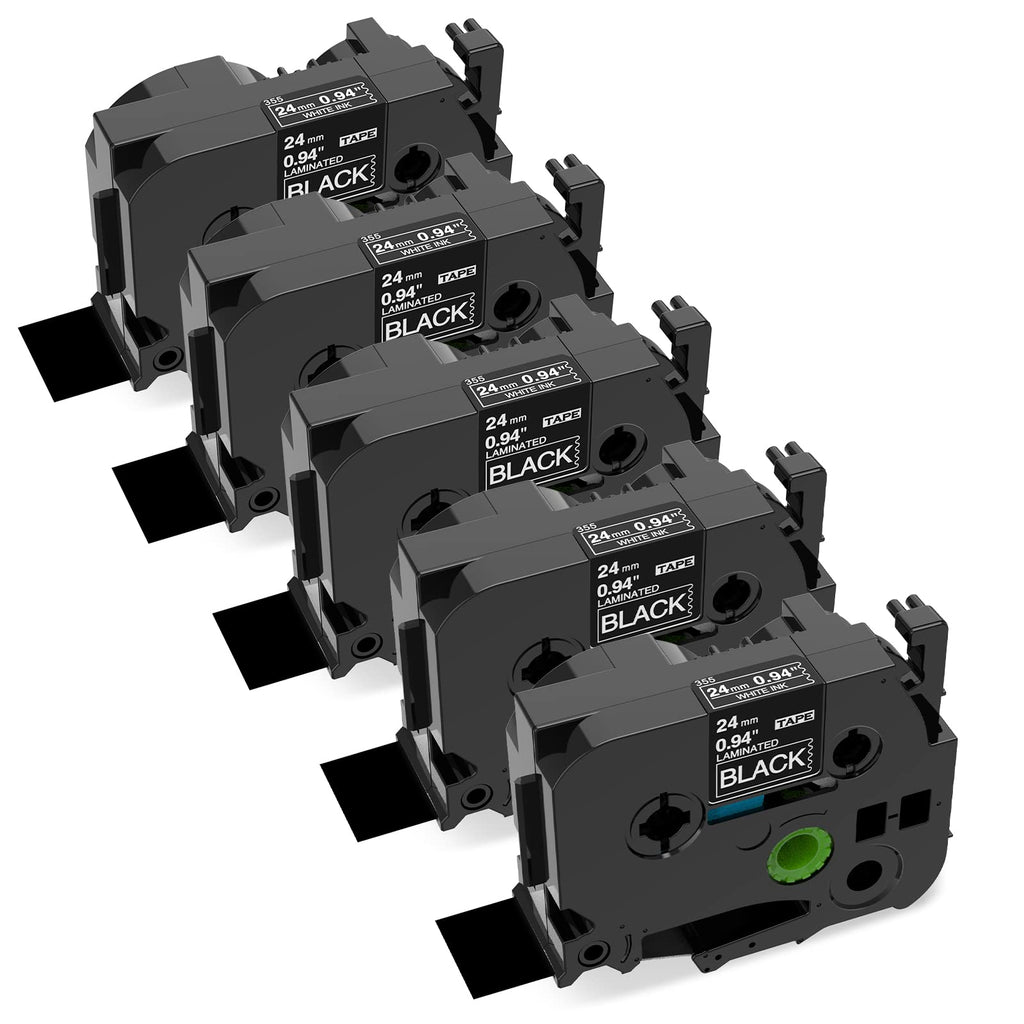  [AUSTRALIA] - Black Label Tape 24mm Replaced for Brother TZe-355 TZe TZ Black Tape 24mm 0.94 Laminated Black, 1 Inch Ptouch Label Tape for Brother P-Touch Label Maker PTD600 PT-P700 PT-P710BT P750W, 5 Packs 0.94inch (24mm)