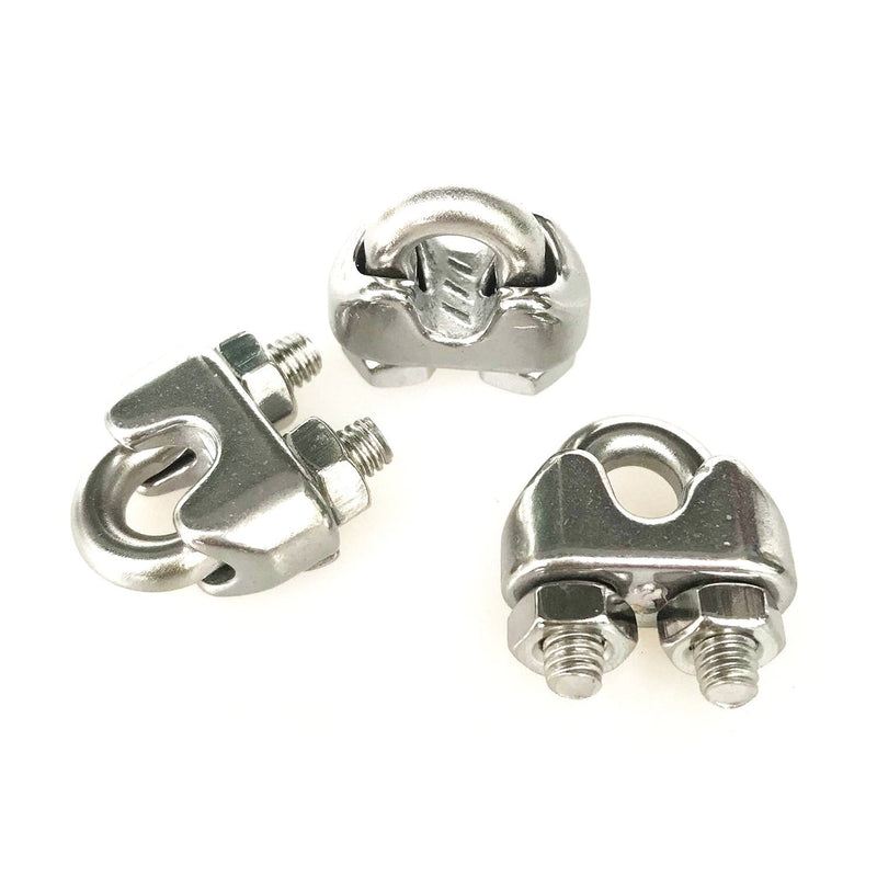  [AUSTRALIA] - HEVERP 20PCS 1/8 Inches M3 Stainless Steel Wire Rope Cable Clip Clamp
