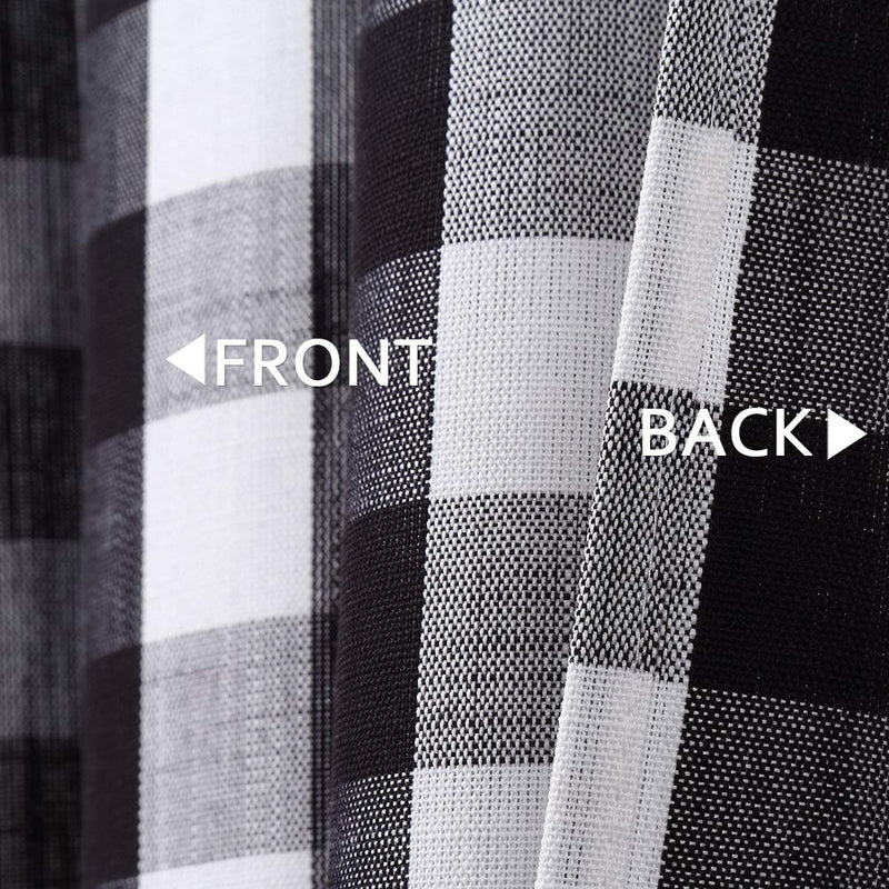  [AUSTRALIA] - CAROMIO Buffalo Plaid Gingham Pattern Rod Pocket Short Window Curtains for Kitchen Cafe Curtains Bathroom Window Curtains 24 Inches Long, Black and White Tiers|24"L