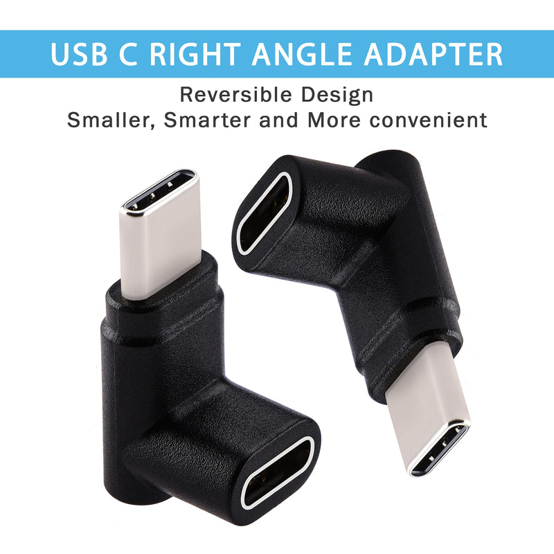  [AUSTRALIA] - Cellularize USB C Up & Down Adapter (2 Pack) PD 100W 90 Degree Right Angle Quick Charge Low Profile Extender USB Type C Male to Female for Thunderbolt 3 MacBook, Nintendo Switch Black 2 Pack