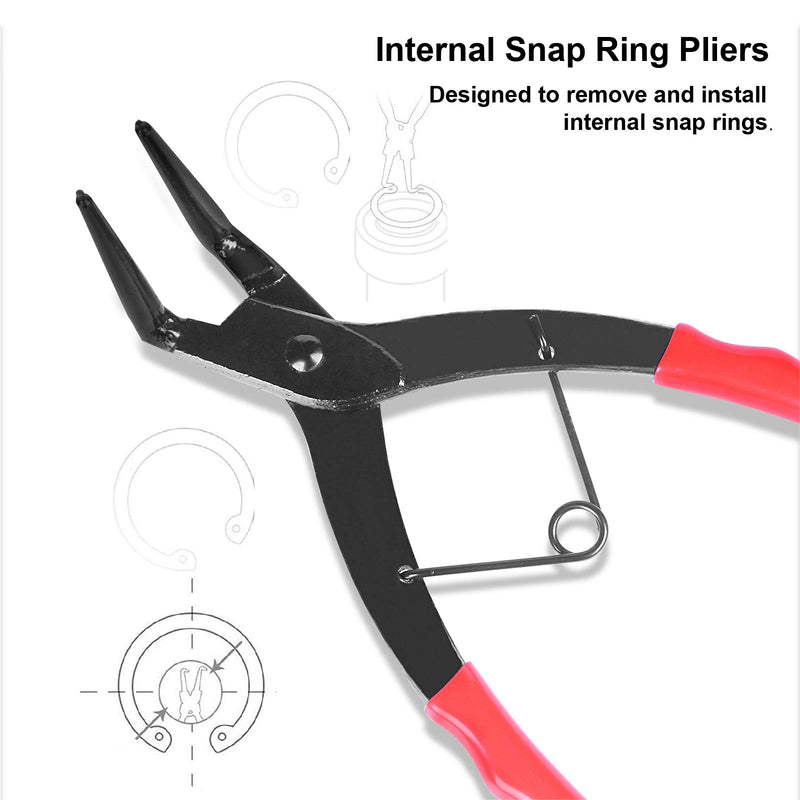  [AUSTRALIA] - Internal Cylinder Snap Ring Plier – 90 Degree Bent Long Nose Pliers for Trucks Motorcycles Cars Red