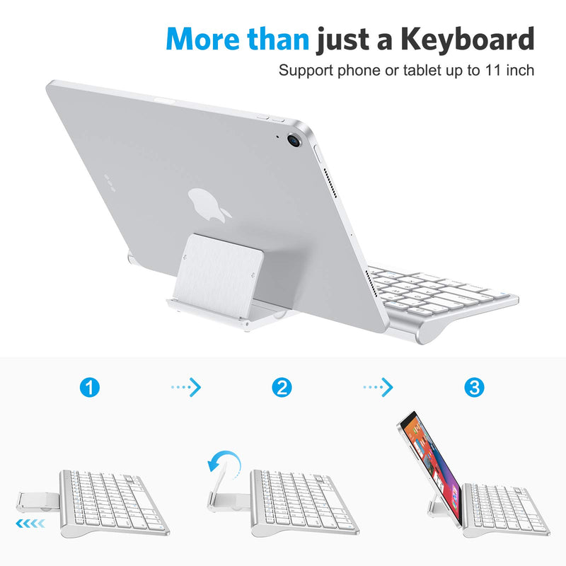  [AUSTRALIA] - OMOTON iPad Keyboard with Sliding Stand, Ultra-Slim Bluetooth Keyboard for iPad Air 4th Generation 10.9, iPad 10.2(9th/8th/7th Gen), iPad Mini, and More[Sliding Stand NOT for iPad Pro 12.9], White