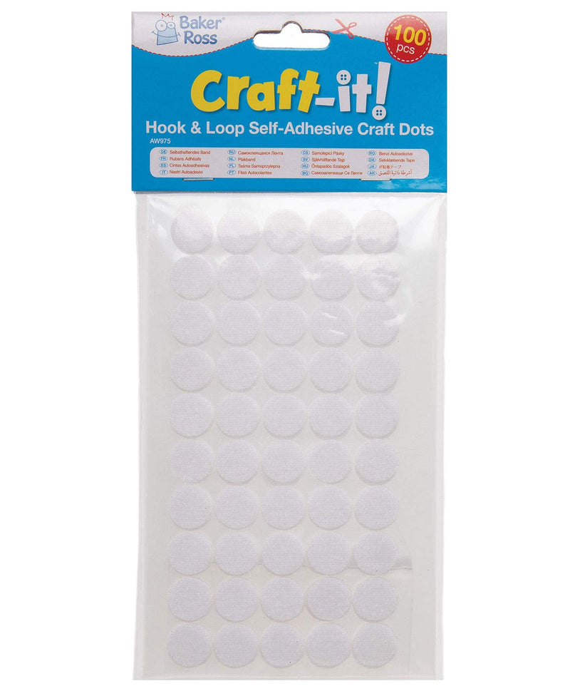  [AUSTRALIA] - Baker Ross AW975 Hook & Loop Self-adhesive Craft Dots - Pack of 50, Craft Supplies for Kids, assorted