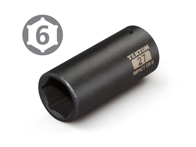  [AUSTRALIA] - TEKTON 47815 1/2-Inch Drive by 27 mm Deep Impact Socket, Cr-V, 6-Point