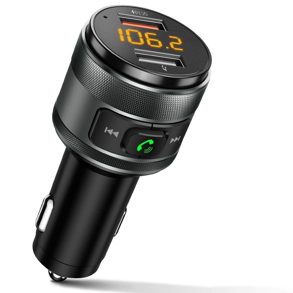  [AUSTRALIA] - IMDEN Bluetooth 5.0 FM Transmitter for Car, 3.0 Wireless Bluetooth FM Radio Adapter Music Player FM Transmitter/Car Kit with Hands-Free Calling and 2 USB Ports Charger Support USB Drive