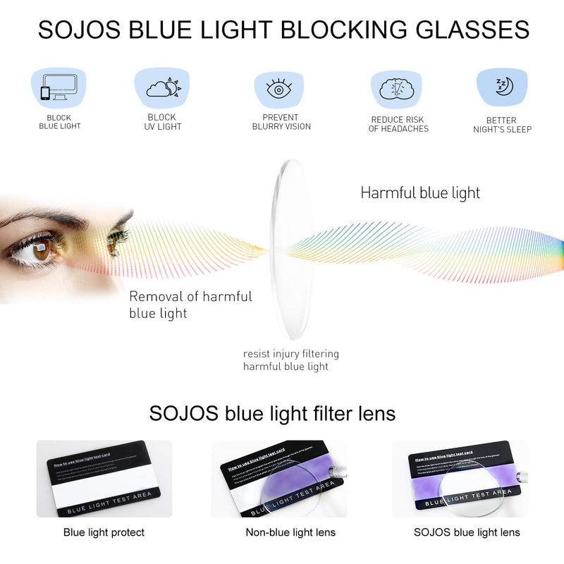 SOJOS Oversized Cateye Blue Light Blocking Glasses Women TR90 Lightweight Frame Computer Eyeglasses SJ5057 C1 Black Frame Anti-Blue Light Lens - LeoForward Australia