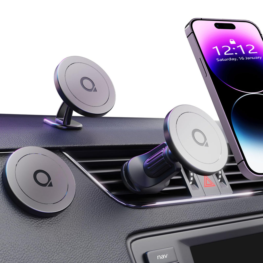  [AUSTRALIA] - Quarble【3 PACK】Compatible with MagSafe [Anti-Vibration&Non-Slip Silicone Shell] [NdFeB Magnets] Car Mount Compatible with iPhone 15, iphone 14, iPhone 13, iPhone 12 Pro Max, Pro, Mini (Dash+Vent+Wall) Dash+Vent+Wall