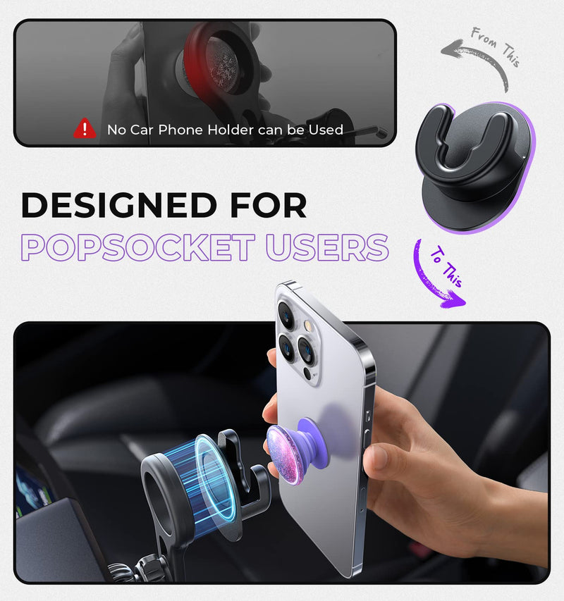  [AUSTRALIA] - LISEN 2 Pack Socket Mount for Car Socket Car Mount Phone Holder Fit Magsafe Grip Grips Hand-Free Stand with Phone Line Clasp for car Vent magsafe Holder Accessories Home Office Desk Wall Mount Double stability